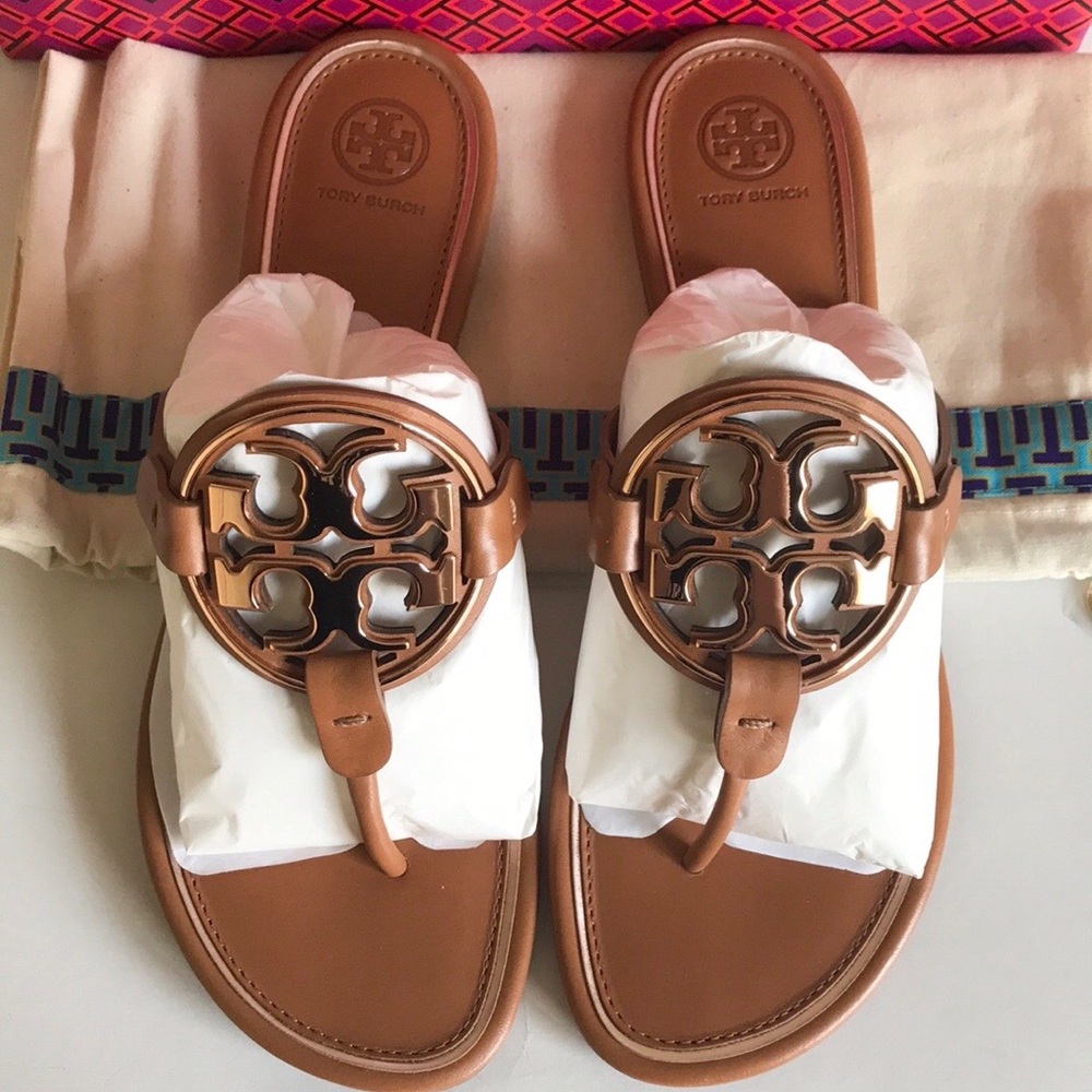 NEW Tory Burch Metal Miller Leather Sandals - Picture 5 of 9